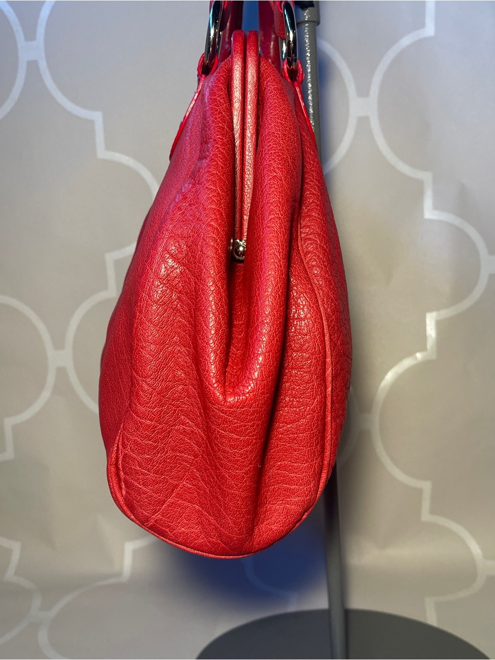 Vintage Elliott Lucca Red Leather Satchel Top Handle Shoulder Bag - Picture 4 of 14